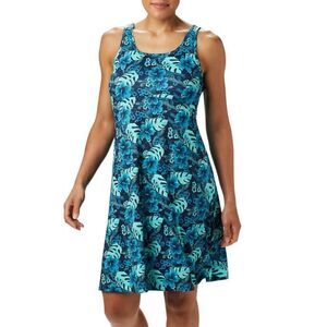Columbia PFG Blue Green Tropical Floral Freezer III UPF50 Tank Dress Small NWOT